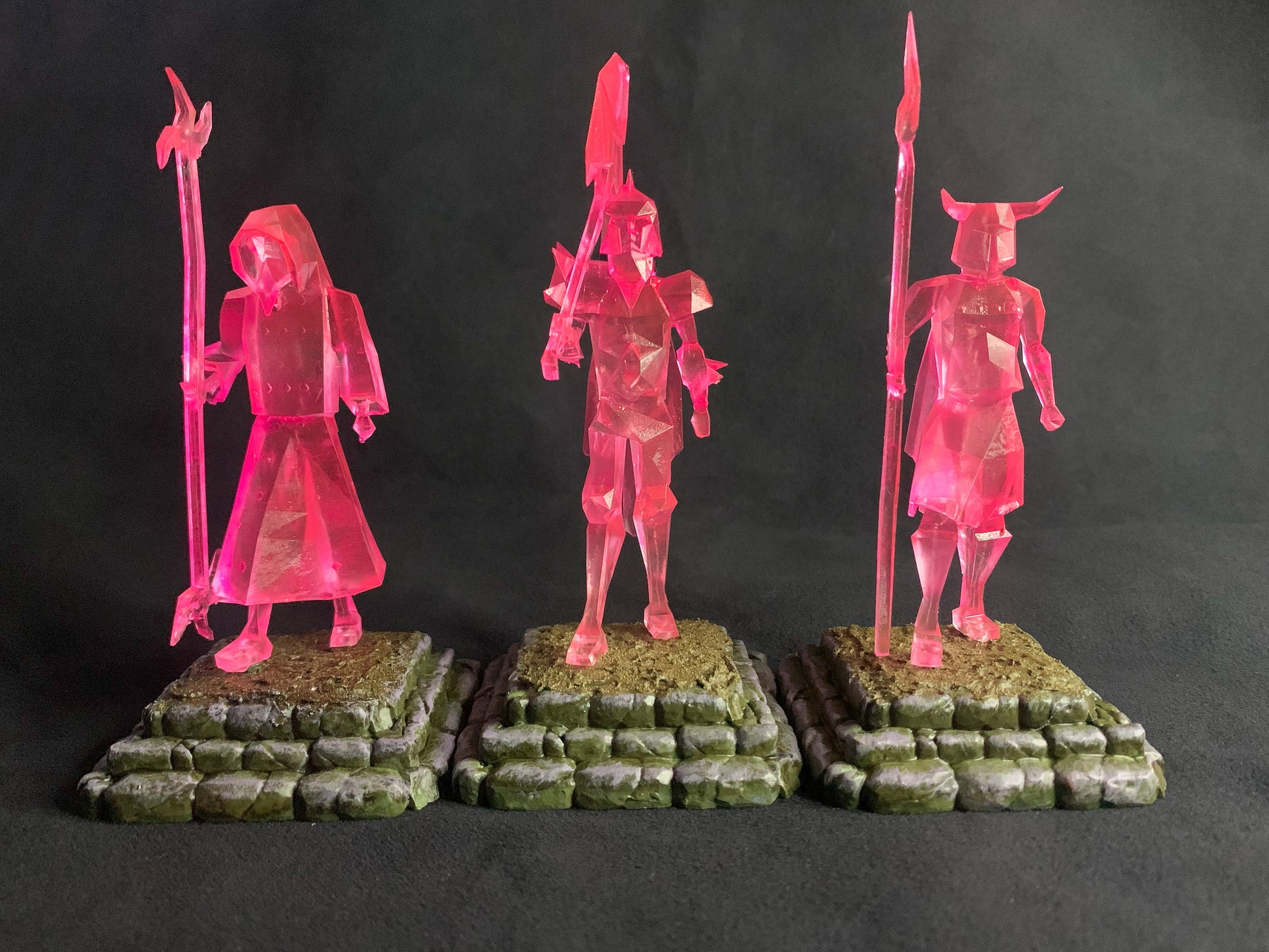 OSRS Merch Gifts Barrows Brothers Figures Display, Ahrim, Dharok, Guthan